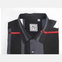 Men Sports Shirt by DE-NIKO Long Sleeves Fashion Print Soft Modal NK1010 Black image 8