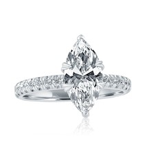 Igi 1.67CT F-VVS2 Marquise Schnitt Kunstdiamanten Grown Diamantring 14k Weißgold - £1,823.46 GBP