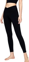 V Cross Waist Leggings for Women -Tummy Control Soft Workout Pant (Black,Size:M) - £13.34 GBP
