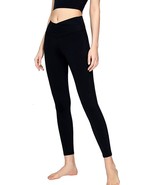 V Cross Waist Leggings for Women -Tummy Control Soft Workout Pant (Black... - £12.93 GBP