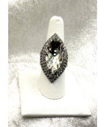 Clear, Black &amp; Gray Oval &amp; Marquise Shape  Faux Stones Ring New Size 8 - $337.25 MXN