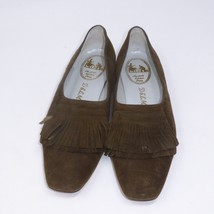 DELMAN Brown Suede Fringe Ballet Flats Slip-On Size 7 Medium Vintage - £23.75 GBP