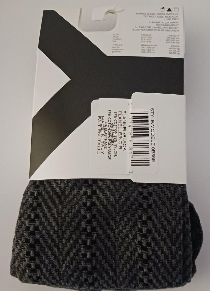 Image 2 of DKNY Ladies Chevron Knit Under Garment Flannel Stretch Leggings Dark Gray Black