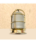 Small Vintage Brass Cage Ribbed Glass Ceiling Light - £88.73 GBP
