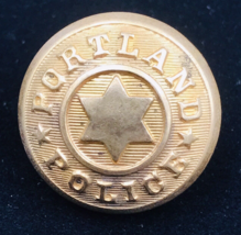 Antique 1900&#39;s Portland Police Brass Button Six Pointed Star 7/8&quot; Dia CA Brophy - £11.01 GBP