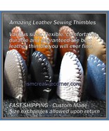 Leather Thimble- Set of 2 ORIGINAL Amazing Handmade Leather Sewing Thimbles© - $24.50
