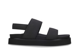 Veganen schwarzen flachen Platform Sandalen Slingback Pantoletten Haussc... - $129.16