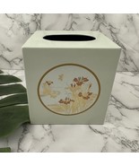 Vintage 90s Tissue Box Cover Cream Gold Butterfly Iris Flowers Cottage D... - $461.55 MXN