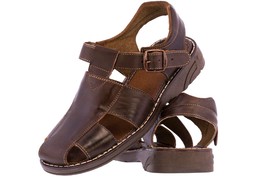 Mens Authentic Mexican Huaraches Closed Toe Fisherman Sandals Brown Real Leather - £32.20 GBP