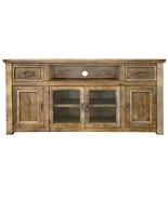 70&quot; Brown Solid Wood Cabinet Enclosed Storage Distressed TV Stand - $1,667.01 CAD