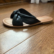 Jeffery Campbell Knotted Sandal Women 7 Black Leather Flat Slide Slip On Shoe - £20.07 GBP