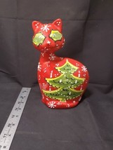 ANATOLY TURUV CHRISTMAS TREE CAT POTTERY CALIFORNIA SIGNED EXCELLENT CON... - £78.58 GBP