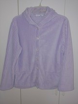 LINDSAY-LYN Ladies Ls Lavender Fleece Hooded Button TOP-M-NWOT-SOFT/COMFY/WARM - $11.99