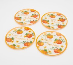 Temp-tations Set of (4) 8&quot; Glass Appetizer Plates in Pumpkin - £31.08 GBP