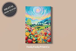 PRINTABLE wall art, Psychedelic Apple orchard, Portrait | Digital Download - £2.74 GBP