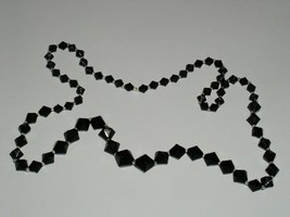 Necklace Black Faceted Beads Costume Jewelry Vintage 1950&#39;s 1960&#39;s - £27.52 GBP