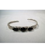 Sterling Silver Onyx Twisted Wire Bracelet K442 - £66.02 GBP