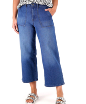 LOGO Lori Goldstein Denim Wide Leg Crop Jeans- MEDIUM WASH, TALL 0 - $27.97