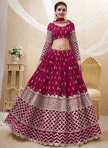 Beautiful Hot Pink Mirror Work Embroidery Wedding Lehenga Choli - £102.23 GBP