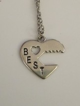 Claire&#39;s Silver Tone Best Friends Heart Charm Pendant Necklace - £7.27 GBP