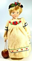 Enesco Christmas Girl Carrying Basket Of Eggs-1989 Porcelain Doll 13&quot; Tall Rare - £39.56 GBP