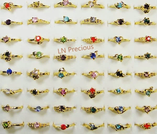 50Pcs Wholesale Lots Jewelry Ring Women Ring Rhinestone Fashion Gold Rings LB119 - £20.03 GBP