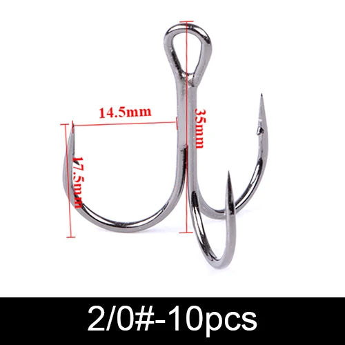 FTK Fishing Hook 10-20pcs High Carbon Treble Hooks Super Sharp solid size 3/0#-1 - $34.52