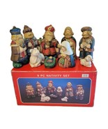 Vintage 1995 9 Pc Porcelain Nativity Set  in Box Fabric-Centers of America  - £39.04 GBP