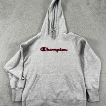 Champion Authentic Mens Gray Long Sleeve Pockets Pullover Hoodie Size Large - £19.46 GBP