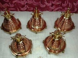 Nautical New Brass &amp; Copper Hanging/Pendant Medium Cargo Wiska Light 5 Pcs - $1,484.18