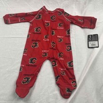 NHL Baby Boys Fleece Sleeper Coverall One-Piece Red Calgary Flames Size 3/6 M - £15.57 GBP