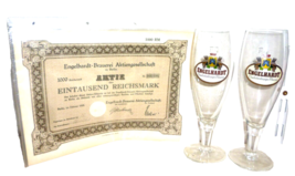 2 Engelhardt +1998 Berlin Beerglasses &amp; 1000 Reichsmark 1928 Stock Certificate - £31.46 GBP