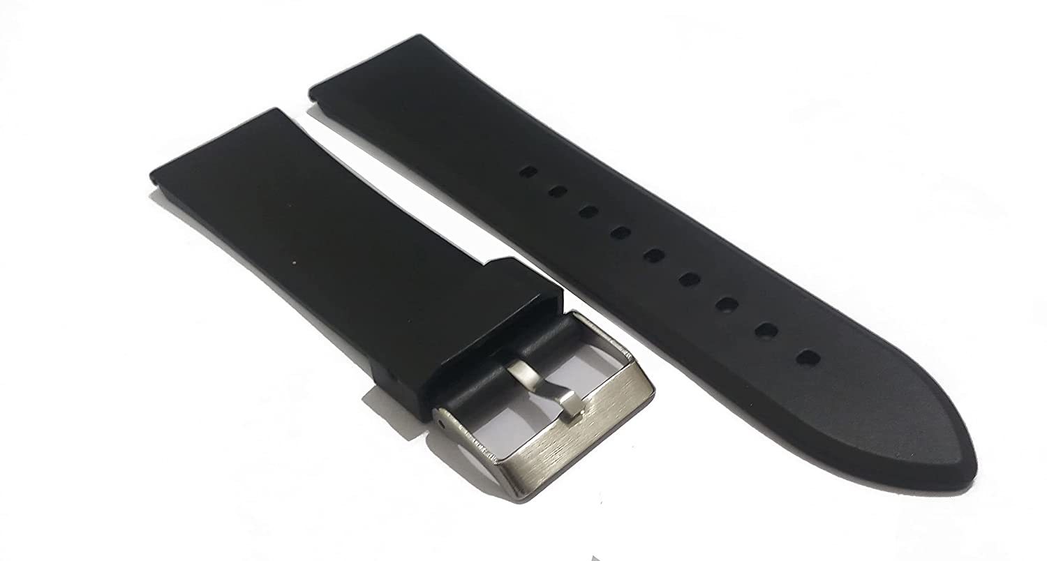 20mm 22mm 24mm 26mm Pu Rubber Black Watch Band Strap With Silver Buckle - $11.99