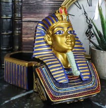 Egyptian King Pharaoh Tutankhamun Hieroglyphic Golden Decorative Jewelry Box-... - £26.37 GBP