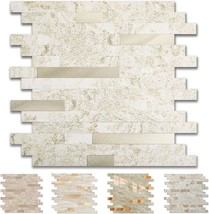 Yipscazo 5 - Sheet Peel and Stick Stone 12x12 Inch, Light Beige Champagne  - $116.44
