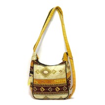 Vintage Purse Brown Aztec Mayan Geometric Fabric Made Shoulder Bag Handmade - £27.23 GBP