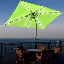 2 Pack Of 10X6Ft Rectangle Solar Power Patio Umbrella Outdoor Led Tilt S... - $260.99