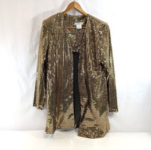 Maison Christine Tall Girl Sequin Gold Shimmer Open Jacket Size Small Vtg Canada - £23.34 GBP