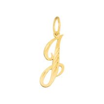 Genuine 14K Yellow Gold 0.78" Fancy Cursive Script Letter Initial 'J' Pe... - $98.00