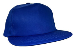 Vintage Blank Blue Hat Cap Snap Back TI Flat Bill Adjustable One Size Mens - £11.64 GBP