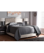 Edwina Light Beige Fabric Upholstered Full Size Bed - $3,755.54 MXN