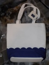 Janie and Jack 2018 Blue/White Scalloped Canvas Tote Bag/Purse Girl&#39;s NE... - $32.12