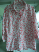 D&amp; Co White Coral Floral Print Blouse Size Small 3/4 Sleeve #7568 - £7.09 GBP