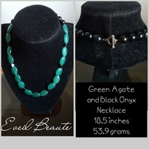 Green Agate and Black Onyx Necklace - New - £15.79 GBP