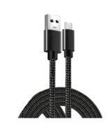 10ft BLACK Braided USB-A to USB-C Fast Charging Data SYNC Charger Cable ... - £6.02 GBP