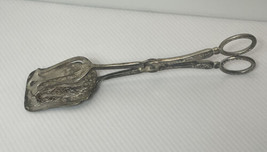 Vintage Ornate Silver Plate Cake Slice 9&quot; Scissor Tongs Pastry Sandwich Server - £9.56 GBP