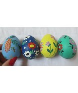 4 Vintage Eggs Mexico Folk Art Hand Painted Pottery Flowers Bird - £23.70 GBP