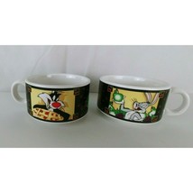 2 Looney Tunes Bugs Bunny &amp; Sylvester Soup Mugs Cups - £15.49 GBP