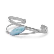 Large Oblong Larimar Cuff Bracelet - $223.00