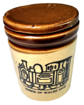 Vintage Stoneware Small Brown Pottery Jam Pot Prince Of Wales Train w Lid 3.5in - £31.44 GBP